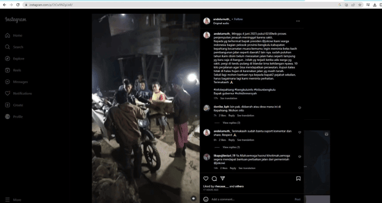 Jenazah Diangkut Motor di Bengkulu