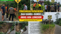 BPBD Kabupaten Rejang Lebong Pasang Rambu Peringatan Longsor di Desa Lubuk Alai