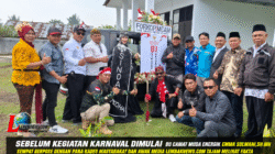 Sebelum Karnaval Dimulai, Camat Sindang Dataran Emma Sulmani Sempat Berpose Bersama Kades, Masyarakat Dan Awak Media