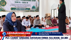 PLT Camat Sindang Dataran Emma Sulmani,SH.MH Hadiri Peringatan Maulid Nabi Di Desa Warung Pojok