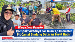‎Warga Desa Bengko Kompak Swadaya Cor Jalan 1,5 Kilometer, Plt Camat Sindang Dataran Turut Hadir