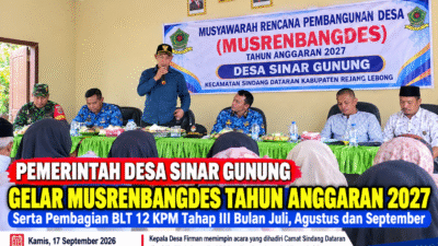 Pemerintah Desa Sinar Gunung Gelar Musrenbangdes Tahun Anggaran 2027 Dan Salurkan BLT Kepada 12 KPM