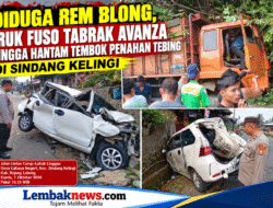 Diduga Rem Blong, Truk Fuso Tabrak Avanza Hingga Hantam Tembok Penahan Tebing Di Sindang Kelingi